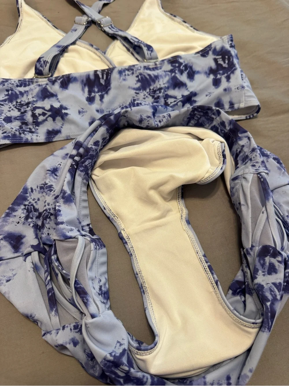 Amazon Blue Tie-Dye High-Waist Bikini Set